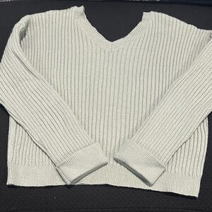 Sincerely Jules V-Neck Ribbed Sweater - Light sage green